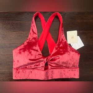 Fabletics Velvet Cross-Back Bralette - Vibrant Red